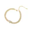 Venta Caliente Transfronteriza Cadena Cubana de 10 cm Aleación Mariposa Diamante Pulseras y Tobilleras para Hombres y Mujeres Joyería Hip-Hop Europea y Americana