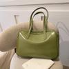 Bolsa Feminina 2026 Nova Bolsa Tote Cor Sólida Pu, Bolsa de Ombro Estilo College, Bolsa de Axila Versátil de Grande Capacidade Estilo Ins