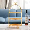 Suporte para Sobremesas com Banho Prata e Dourado, Suporte de Bolo de Três Camadas, Bandeja para Chá da Tarde, Bandeja para Bolo de Frutas, Bandeja de Sobremesas com Laço