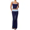 Conjunto de fitness europeu e americano transfronteiriço com colete esportivo e calça comprida, conjunto de yoga 2570 com sensação de segunda pele, cintura alta, controle de barriga e levantamento de glúteos