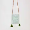Xinjiang Adelaide Bolsa para Teléfono Móvil Estilo Étnico Bolso Pequeño de Hombro Bolso de Lona para Estudiantes Bolso de Mano Cruzado Bolso Cuadrado Pequeño con Borla
