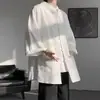 Nuevo Estilo Nacional Chino Botón de Rana Traje Tang Camisa de Manga Media para Hombre Camiseta Cardigan de Manga Corta Delgada Suelta de Verano para Jóvenes