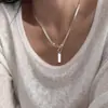 Colar de Prata Esterlina 925 com Design de Nicho Estilo Coreano para Mulheres com Pingente de Letra, Corrente Única para Clavícula, Versátil e Temperamento de Nicho