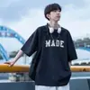 Verão 2026 novo design nicho estampa de desenho animado resistente camiseta masculina da moda marca fashion com mangas três quartos