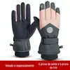 Luvas de Esqui para Homens e Mulheres no Inverno, Quentes e de Veludo, Toque para Tela Esportiva, Impermeáveis e à Prova de Vento para Exterior, Luvas de Neve para Passeio, Casal