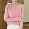 Suéter Pulôver de Lã Feminino Manga Longa Gola Alta Meia Outono/Inverno 2026 Cor Sólida Solto Tamanho Grande Top Base de Tricô