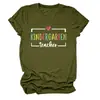 Maestra de jardín de infantes Amazon eBay estación independiente moda versátil camiseta de mujer de cuello redondo manga corta