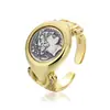 Transmisión en vivo nuevo verano Apollo moneda antigua anillo de plata de ley S925 joyería transfronteriza Leo moneda anillo abierto