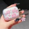 Rosa Translúcido Floral Diseño de Flor Blanca Adecuado para Apple AirPods Pro 3 Funda Protectora 5/4 Soporte Suave Funda para Auriculares Artículo Caliente de Comercio Exterior