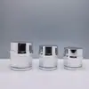En stock nueva botella acrílica color crema 30ml botella para loción por inyección botella con dispensador de presión botella de spray cosmético