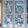 Decoración de ventana electrostática de muñeco de nieve, Santa Claus, renos, pingüinos, copos de nieve, fresca, navideña, azul y blanco, venta al por mayor transfronteriza