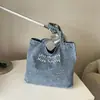 Bolso de lona de mezclilla estilo americano vintage, bolso de hombro simple de gran capacidad, bolso de mano elegante para estudiantes que van a clase