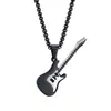 Atacado de fábrica pingente de guitarra personalizado rock and roll europeu e americano em aço inoxidável, colar com pingente clássico de rua moderno em aço titânio masculino