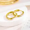Aretes de Acero de Titanio con Circonita Electrochapada, Aros Redondos de Moda, Aretes de Espiral, Estilo Europeo y Americano, Acero Inoxidable, Oro de 18K, para Mujeres