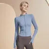 Roupas de Yoga Roupa Esportiva Feminina Slim Fit Justa Manga Longa Cardigan Alta Elasticidade Respirável Ciclismo ao Ar Livre Levantamento de Peso Corrida Fitness