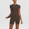 Conjunto de ropa de yoga y running para exteriores, estilo europeo y americano, transpirable, de manga corta, cintura alta, corte ajustado