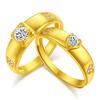 Anillo para nueva pareja de oro arena de Vietnam para hombre y mujer, anillo chapado en oro, moda coreana, anillo con diamante en forma de corazón incrustado