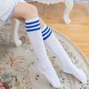 Calcetines Largos hasta la Pantorrilla Estilo Japonés, Calcetines de Tres Rayas para Mujer, Calcetines Largos de Longitud Media, Calcetines de Fútbol Estilo Coreano Japonés, Estilo Dulce para Uniforme Escolar de Caña Alta