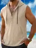 Colete Masculino de Verão Estilo Americano, Solto, Casual, Cor Sólida, com Capuz, Sem Mangas - Amazon Transfronteiriço