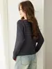 Suéter de tricô de lã ombro a ombro com mangas morcego para mulheres, novo estilo primavera e outono 2026, solto, vazado, blusa de base fina
