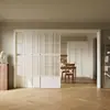 Puerta corredera de tres paneles estilo francés negro retro para cocina, balcón, puerta de partición de dormitorio, riel colgante de aleación de aluminio, puerta corredera