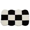 Alfombrilla de felpa minimalista en blanco y negro para la entrada del baño, absorbente de agua, antideslizante, engrosada, alfombra felpuda y suave