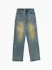 Nuevos Jeans Retro Americanos para Mujer Primavera y Otoño 2026, Pantalones Rectos Holgados Adelgazantes, Cintura Alta con Aspecto Vintage Salpicado de Tinta