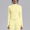 Chaqueta de Manga Larga Sin Costuras con Cuello Alto y Cremallera, Europea y Americana, para Mujer, Ajustada, Secado Rápido, Ropa de Yoga, Top Deportivo para Fitness al Aire Libre