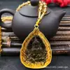 Producto de Bienestar para Sala de Transmisión en Vivo Colgante de Buda de Vidrio Azul Collar de Zorro con Diamantes Otoño e Invierno Cadena de Suéter Rosa de Aleación