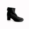 Botines Martin de cuero súper suaves para mujer, estilo británico, versátiles, de tacón alto, elásticos, botas adelgazantes, tacón grueso, botines cortos retro de punta redonda