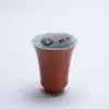 Mo Ji Alum Vermelho Pintado à Mão Yuexin Flor Boca Chá Perfumado Xícara de Chá Cereja Vermelha Underglaze Color literati Alta Xícara de Chá