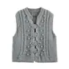 Comércio Exterior Amazon Transfronteiriço Mais Vendido Roupas Femininas Outono 2026 Colete Tricotado Crochê Floral Tridimensional Camiseta Regata Suave para Camadas