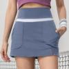 Falda para Correr al Aire Libre, Senderismo, Yoga, Tenis, Transpirable para Mujer, Cintura Alta Adelgazante, Falda Deportiva de Entrenamiento de Dos Piezas Falsas Antiexposición