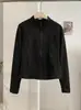KEKEZOON Chaqueta Cardigan Corta de Cuello Alto con Cremallera Otoño Invierno Cepillado Adelgazante Manga Larga Top Liso 9389