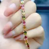 Atacado de Fábrica Popular Pulseira de Turmalina Natural com Cravação em Prata S925 Pedra Principal 3*4 Joias de Luxo Venda Direta da Fábrica