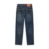 Ropa de Hombre Fengshe / Vaqueros Elásticos Versátiles para Primavera y Otoño con Lavado Tridimensional Ojo de Gato, Vaqueros Rectos Ajustados Lavados de Alta Calidad
