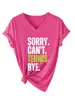 Lo siento, no puedo tenis adiós Amazon deseo sitio independiente de moda versátil para mujer camiseta de manga corta con cuello en V