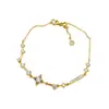 Pulsera de Circonita Sparkle de Gipsofila Dorada Mejor Amiga Hermosa Única Joyería de Mano Apilable Rombo Estrella de Cuatro Puntas Pulsera de Tipo Deslizante