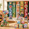 Suprimentos de decoração de atmosfera de sala de aula para volta às aulas: tecido de pendurar, caixas de chão, placas de KT, enfeites, decorações de cenário para jardim de infância e ensino fundamental