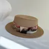 Sombrero Plano de Cinta Plisada Teñida con Tinta Guofeng para Mujer, Sombrero de Paja Ligero de Lino Imitación para Proteger del Sol, Sombrero de Playa