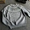 Suéter base de punto trenzado Fair Isle para hombre, suave y acogedor para otoño, tejido relajado y casual, top interior de corte limpio