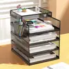Soporte de Archivo de Escritorio A4 Bandeja Metálica para Documentos Estante de Almacenamiento para Artículos de Oficina Estante de Archivo Multicapa de Hierro Caja de Almacenamiento Libro