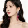 Pendientes Largos de Borla de Diamante de Colores Europeos y Americanos con Espiga de Trigo, Moda, Súper Brillantes, de Alta Gama, Exagerados, de Banquete, Personalidad