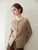 Cárdigan de punto de moda casual simple de cachemira 100% pura para mujer, cuello redondo, tejido de ochos, abrigo versátil nuevo para otoño e invierno