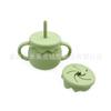 Fábrica ODM/OEM directo taza para beber de silicona para bebé taza para snacks taza para snacks dos en uno para niños taza con pajita