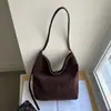 Nova Bolsa Saco de Camurça Fosca de Outono para Mulheres, Bolsa de Mão Casual Vintage, Bolsa Transversal de Ombro Grande Capacidade para Mulheres