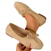 Sapatos Mocassins Vintage de Camurça com Laço e Bico Redondo para Mulheres - Coleção Outono 2025 - Sapatos Baixos Versáteis