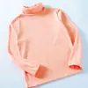 Versão coreana de camisa base de algodão escovado de gola alta para crianças, meninos e meninas, casaco base de algodão não desbota e não faz bolinhas