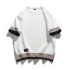 Tamanho Grande Manga Curta Masculino Verão Nicho Fashionável Falso Três Peças Combinação de Cores Costura Top Masculino Solto Versátil Confortável Tendência Manga Curta T