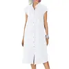 2025 Novo Cardigan de Tricô com Gola Alta de Botão Único, Vestido de Algodão e Linho com Bolsos, Saia de Cima para Sites Independentes Europeus e Americanos da Amazon